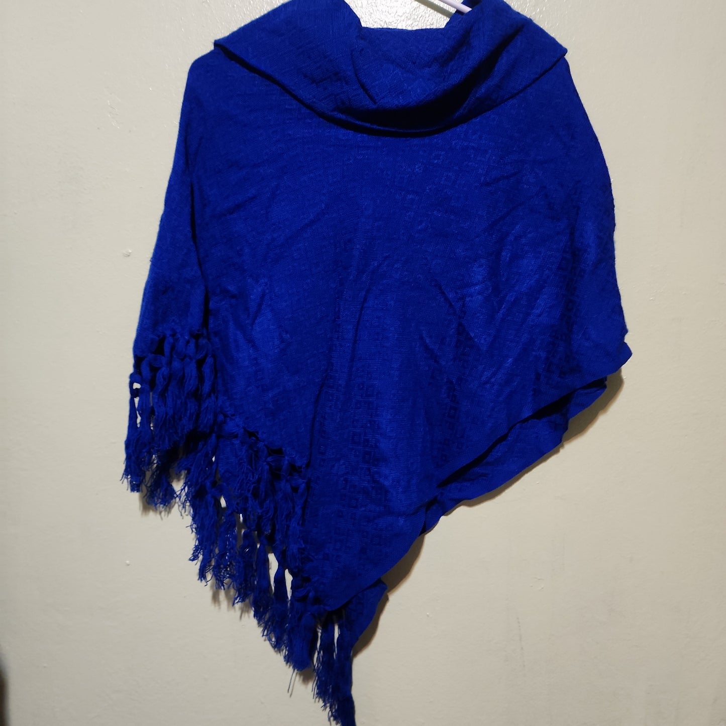 Blue Floral Embroidered Pancho