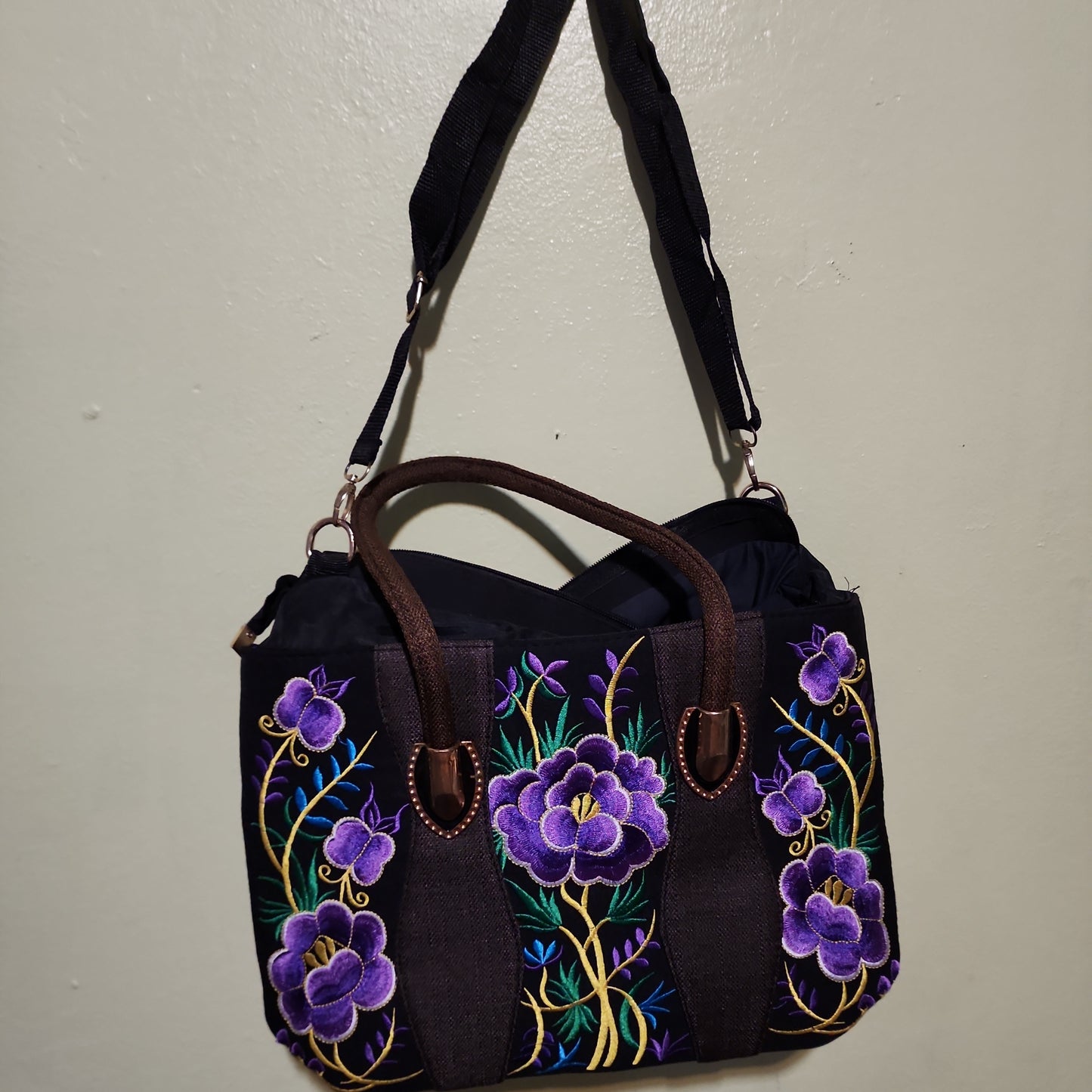 Double sided Purple Floral embroidered purse