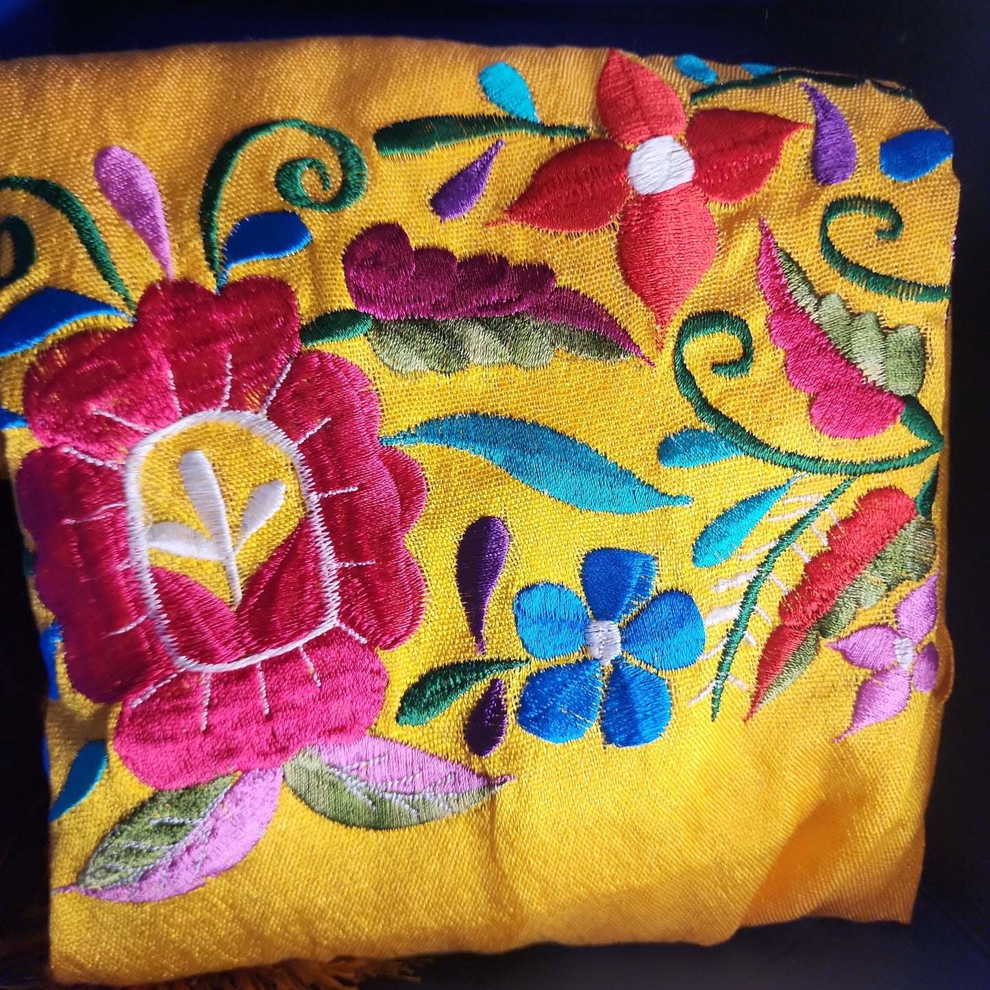 Long Silk Embroidered Rebozo (Authentic)