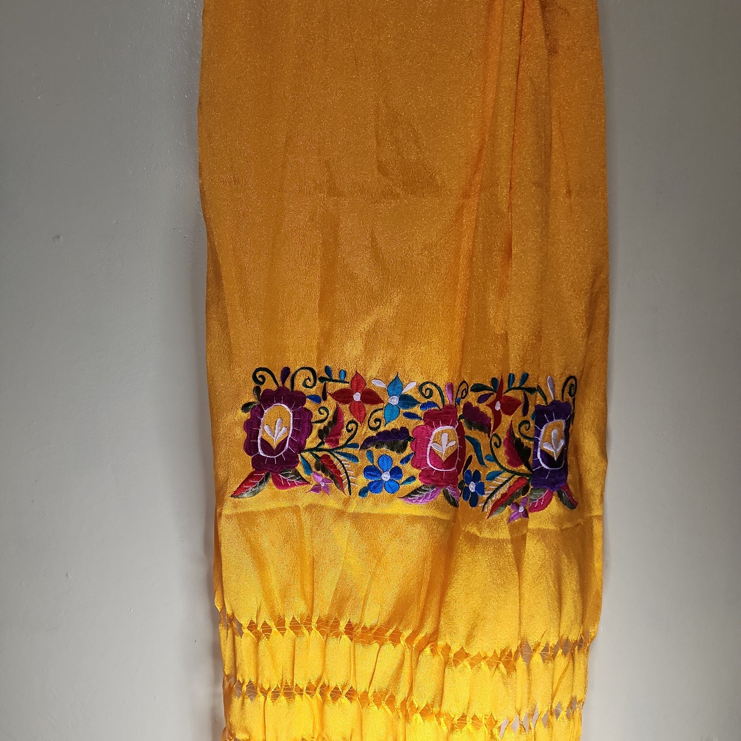 Long Silk Embroidered Rebozo (Authentic)