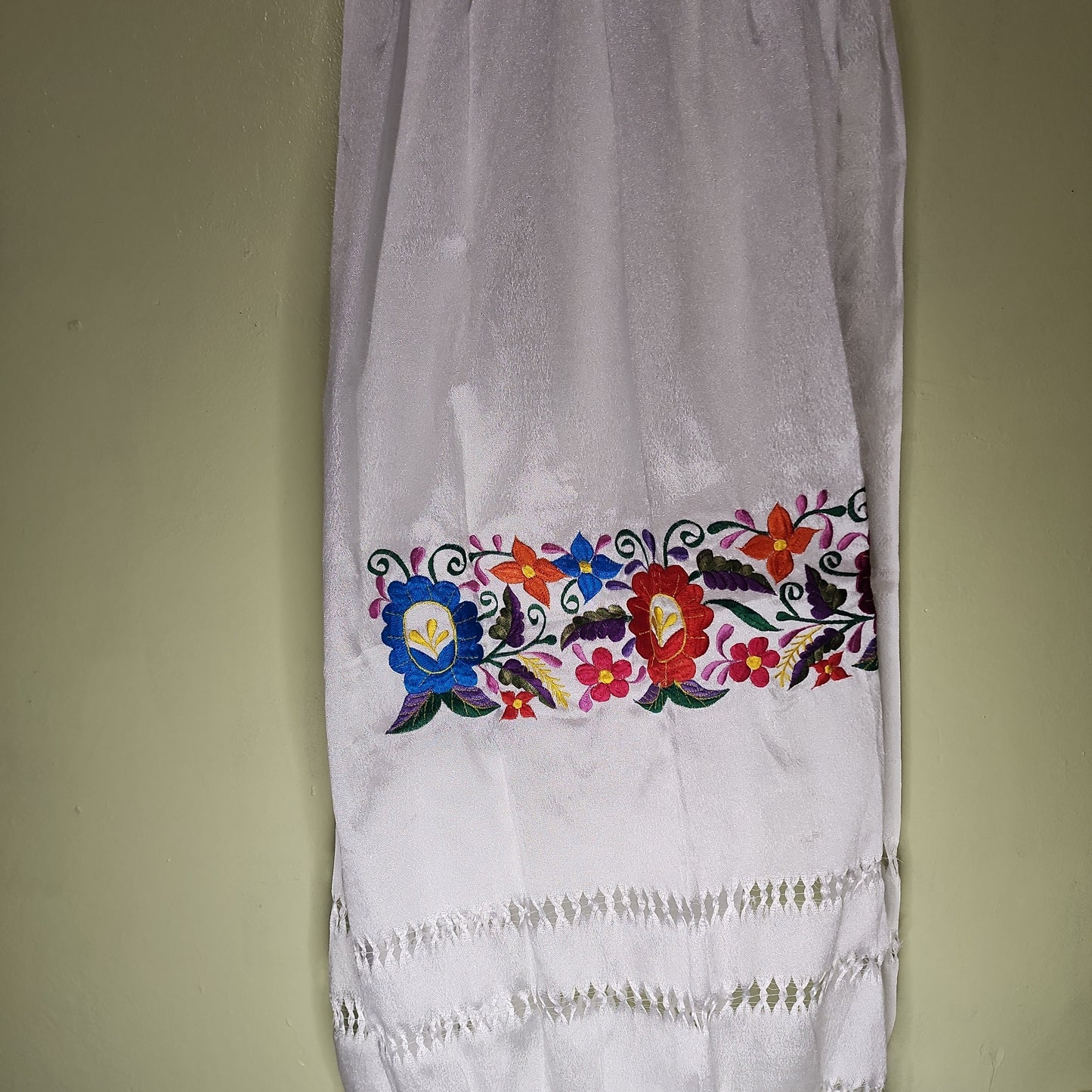 Long Silk Embroidered Rebozo (Authentic)