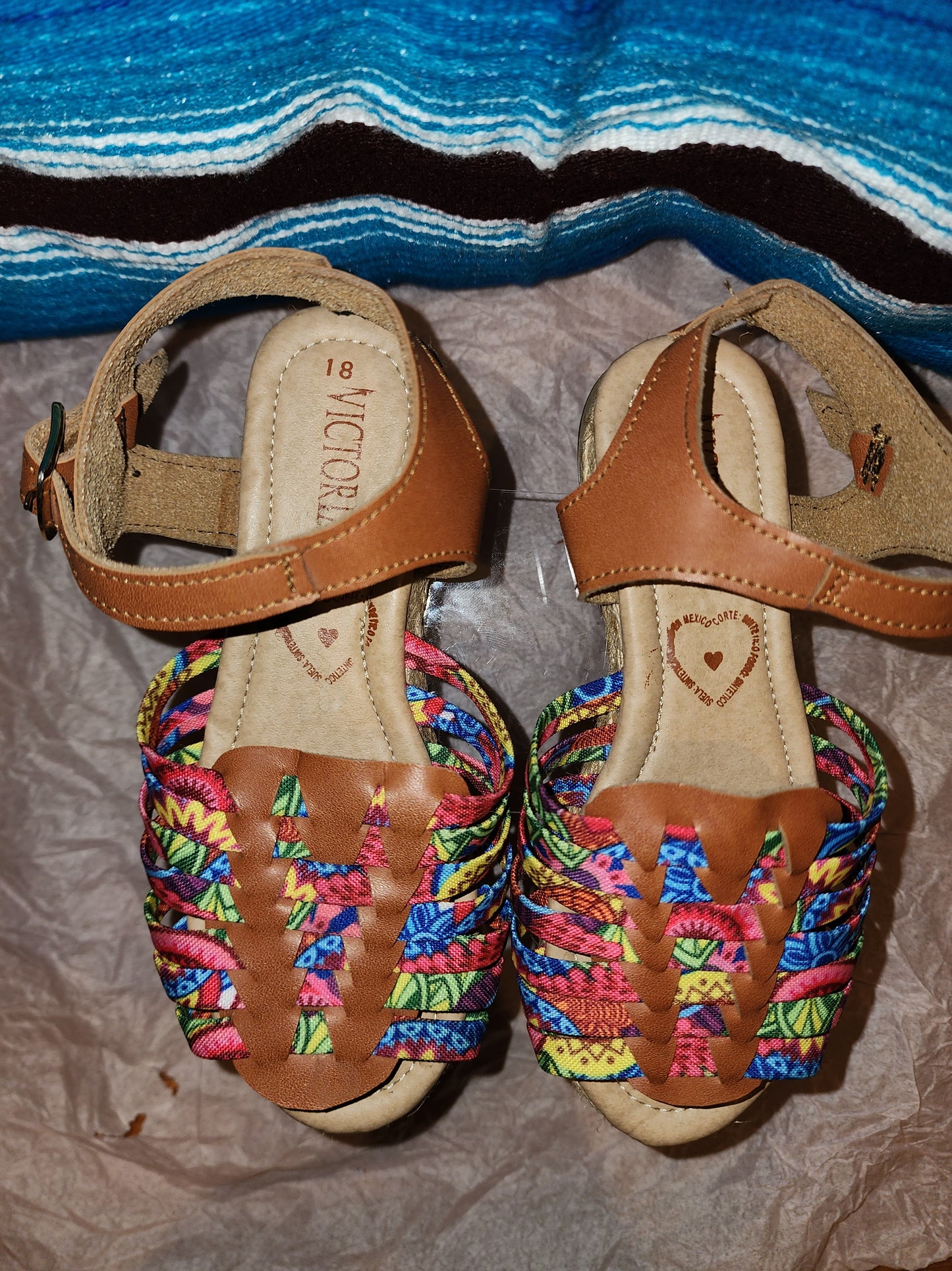 Little Girls Multi Colored Huaraches size 20