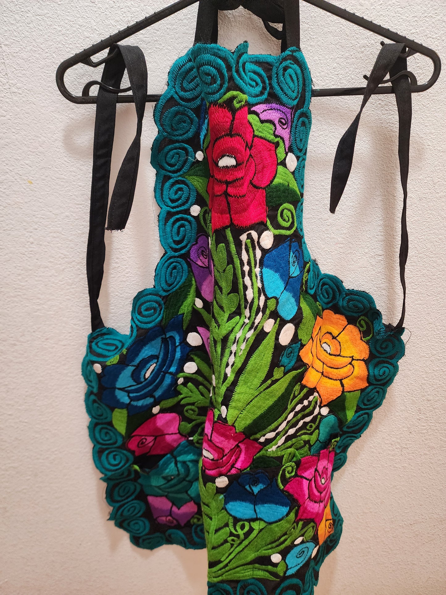 Black & Teal Floral Embroidered Apron (Mandil)