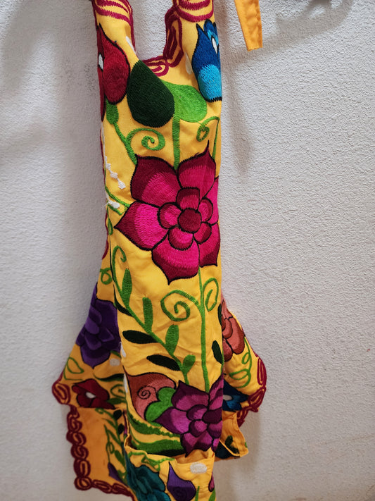 Yellow Floral Embroidered Apron (Mandil)